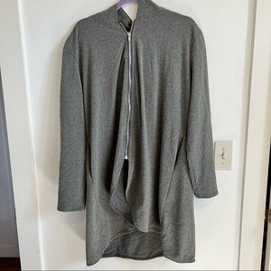 Stretchy gray half zip oversized hoodie